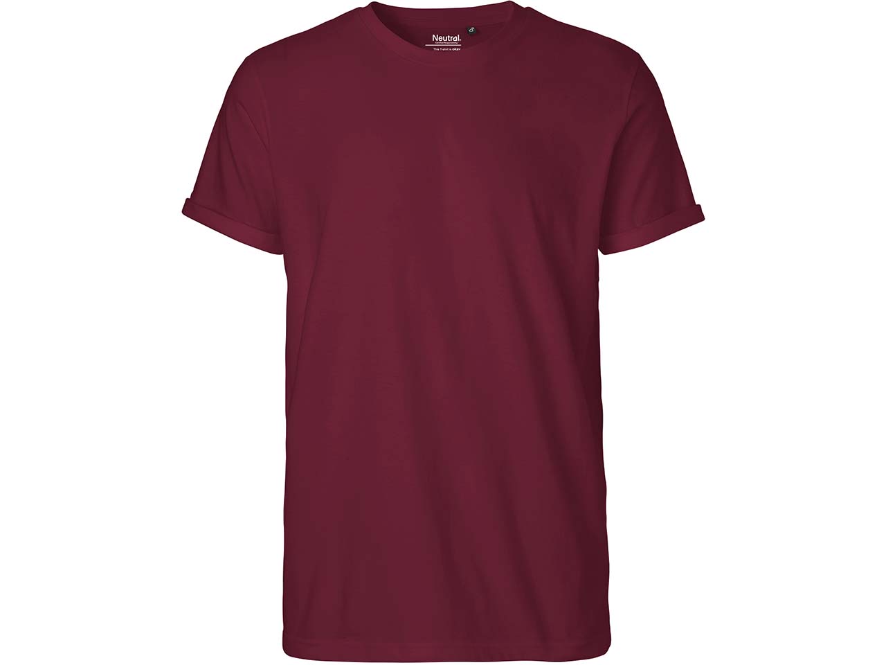 Neutral Bio-Herren-T-Shirt mit Roll-Up-Ärmeln, bordeaux, Gr. L