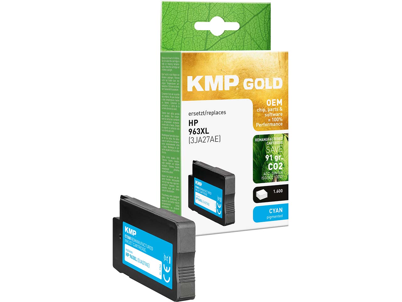 KMP Tintenpatrone ersetzt hp 3JA27AE, Nr. 963XL cyan
