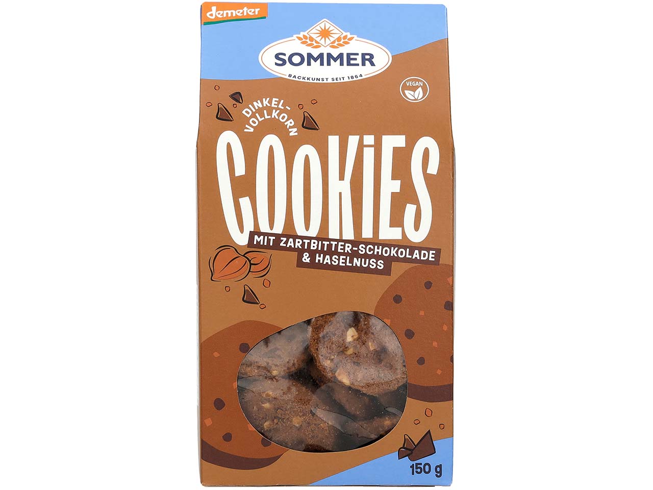 SOMMER Bio-Schoko-Vollkorn-Cookies aus Dinkel, 150 g