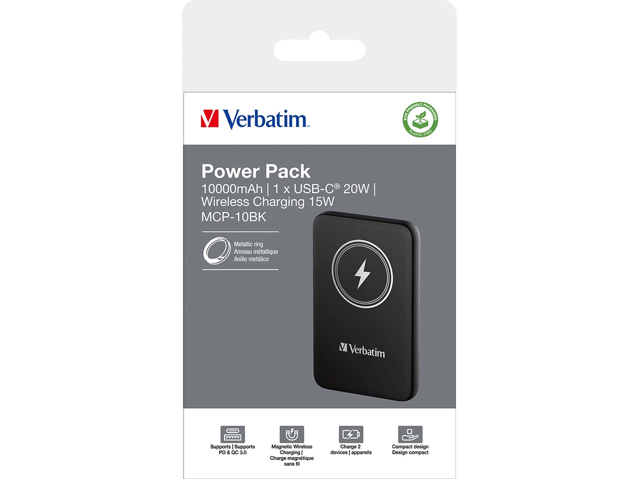 Verbatim Powerbank "Magnetic Wireless" schwarz 10.000 mAh