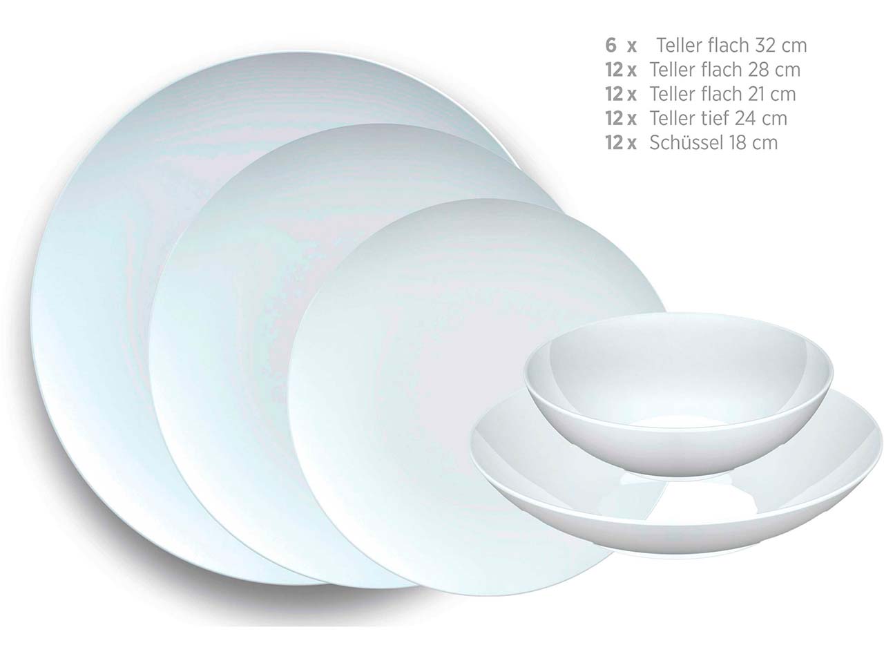 Mäser Tafelset 54-tlg. "Saturno Coupe" Porzellan, weiß