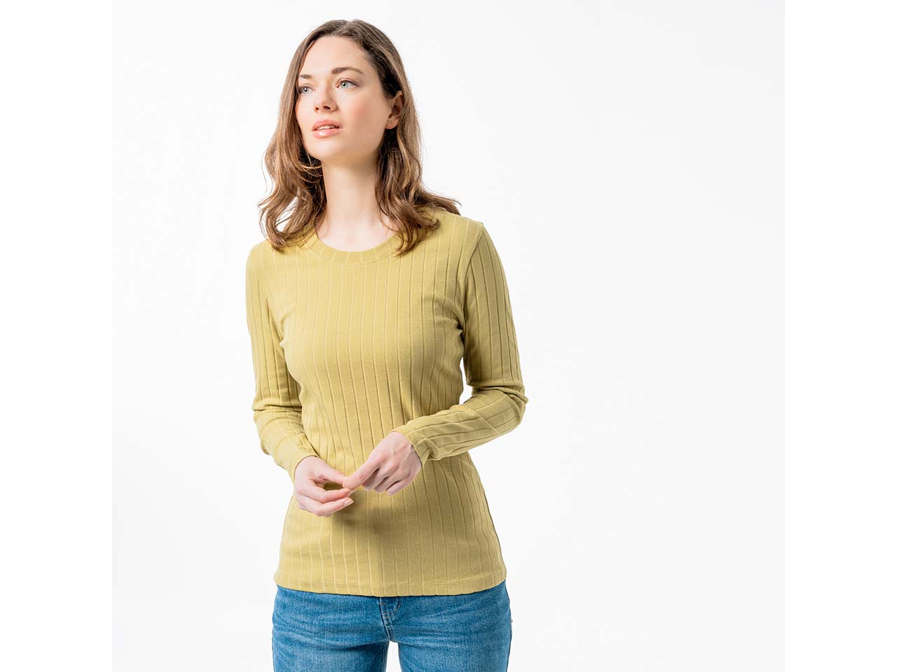 Living Crafts Bio-Damen-Langarmshirt 'SAPHIRA' mit Rundhalsausschnitt, amber fossil, Gr. S