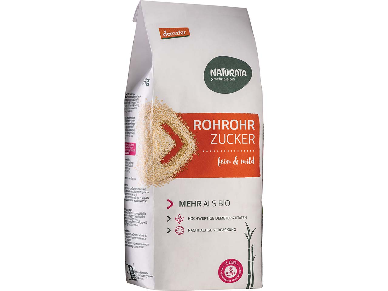 NATURATA Bio-Rohrohrzucker fein & mild, demeter-zertifiziert, 1 kg