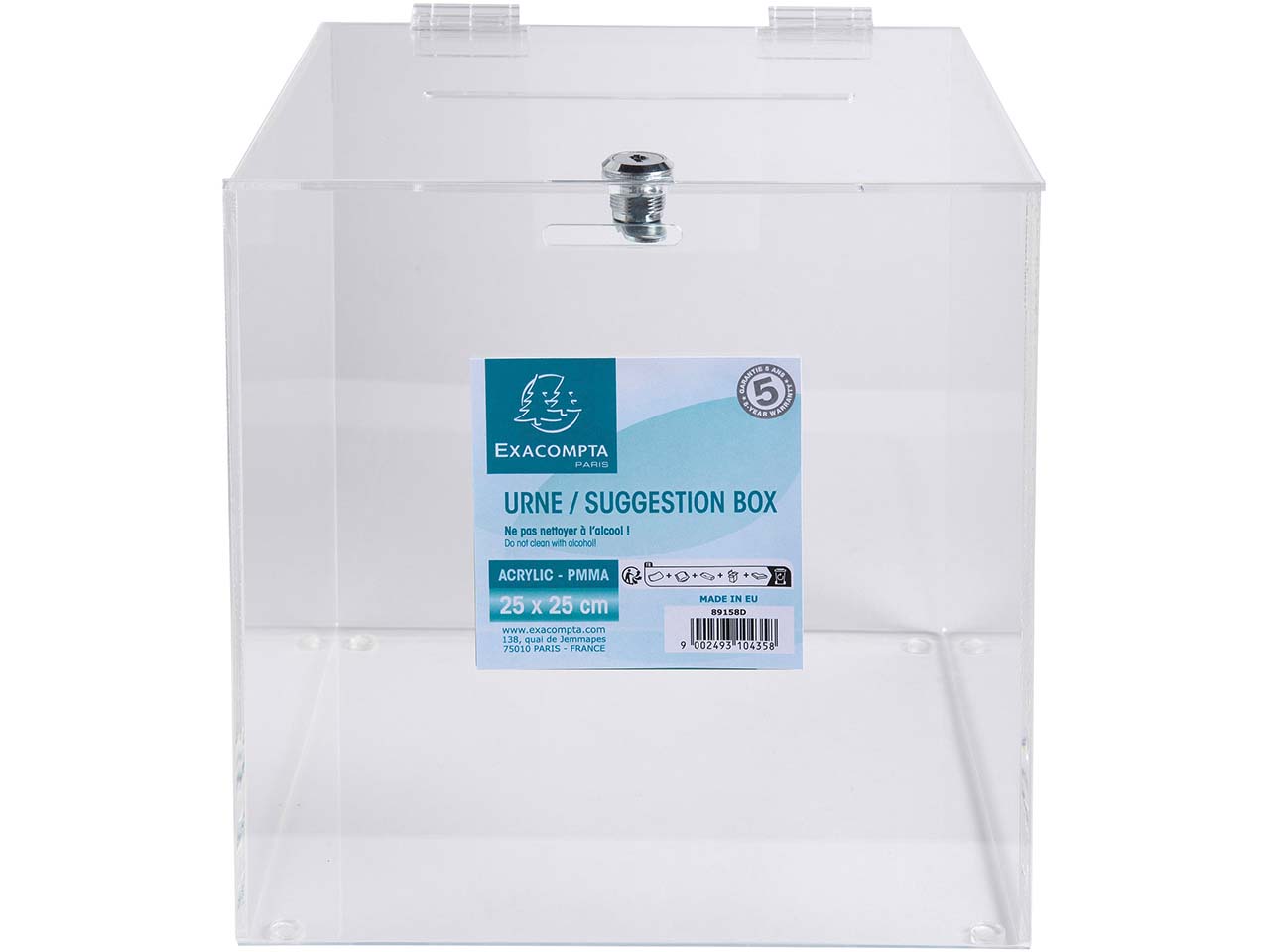 Exacompta Urne "Exacryl" abschließbar, aus PMMA, 25x25x25cm