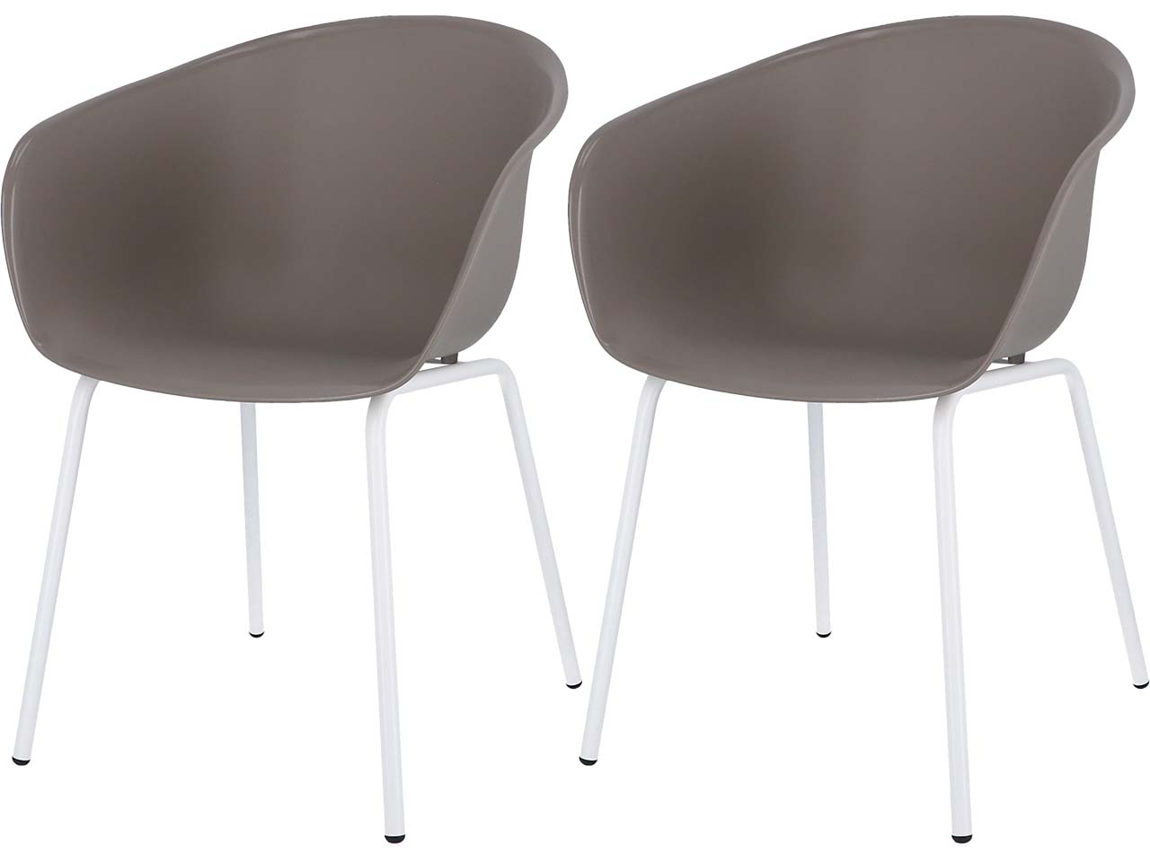 Jan Kurtz 2 Besucherstühle "Mato" Gestell Stahlrohr weiß, Sitzschale Polypropylen taupe