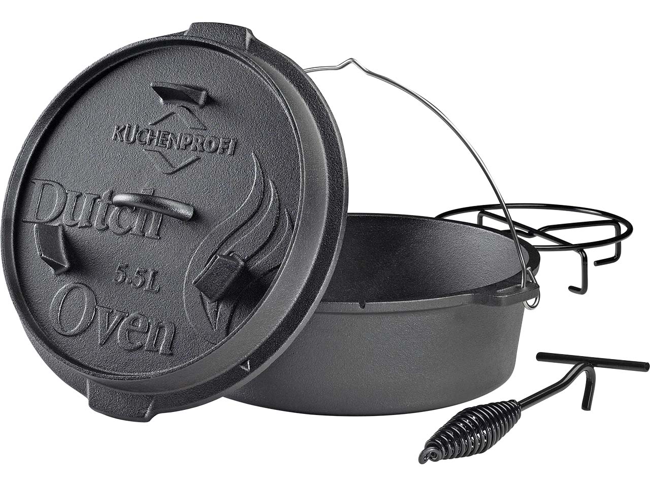 Dutch Oven aus Gusseisen, 5,5 l ø 30 cm