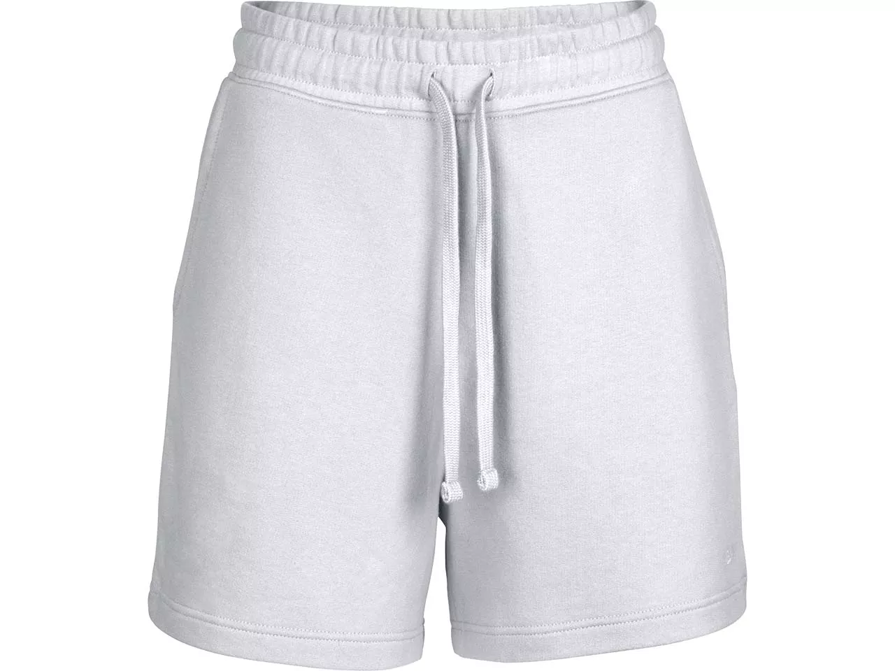 MELA Bio-Damen-French-Terry-Short 'AARANY' mit Kordelzugbund, grau melange, Gr. S