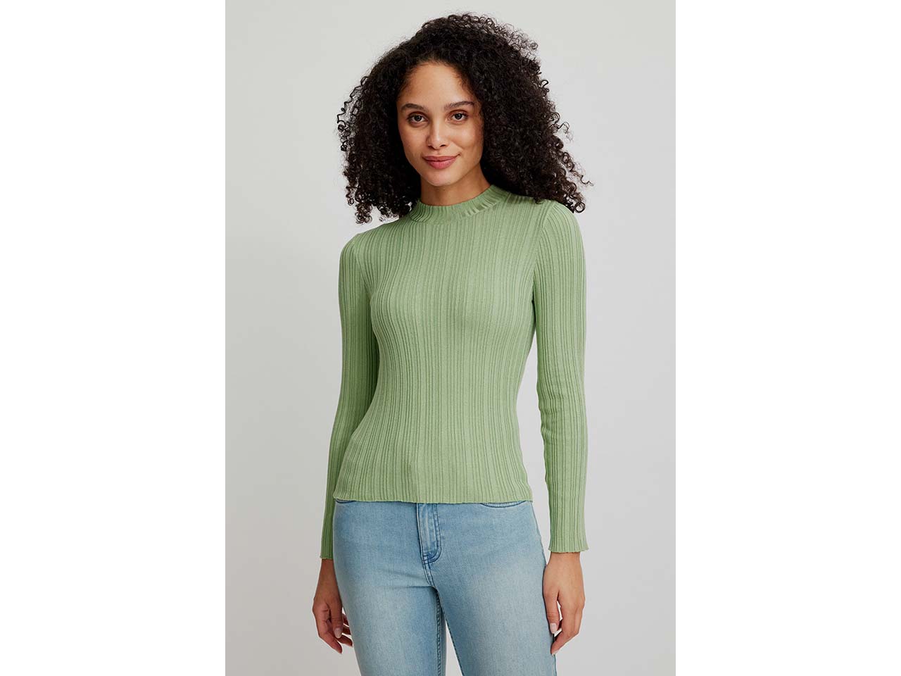 tranquillo Damen-Langarmshirt mit Struktur, jade, Gr. L