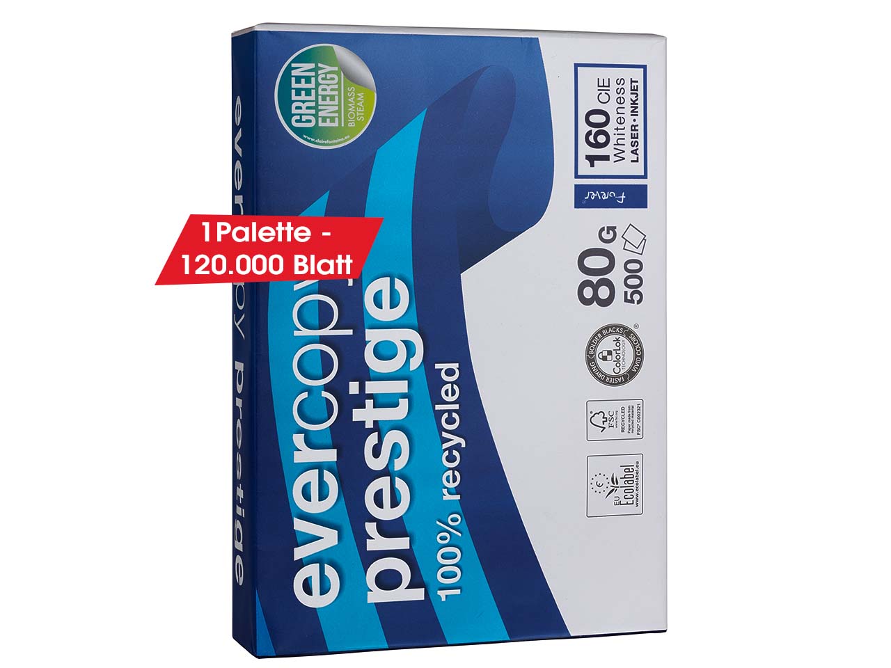 240 x 500 Blatt Clairefontaine Recycling-Kopierpapier "Evercopy Prestige" DIN A4, 80 g/m²