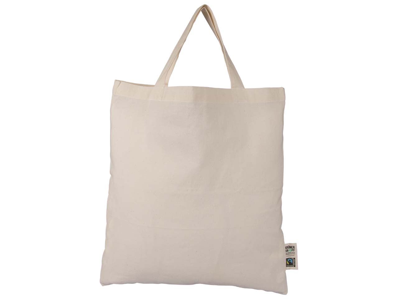 memo Bio-Baumwoll-Tragetasche mit Fairtrade-Siegel, natur, 38 x 42 cm, kurze Henkel