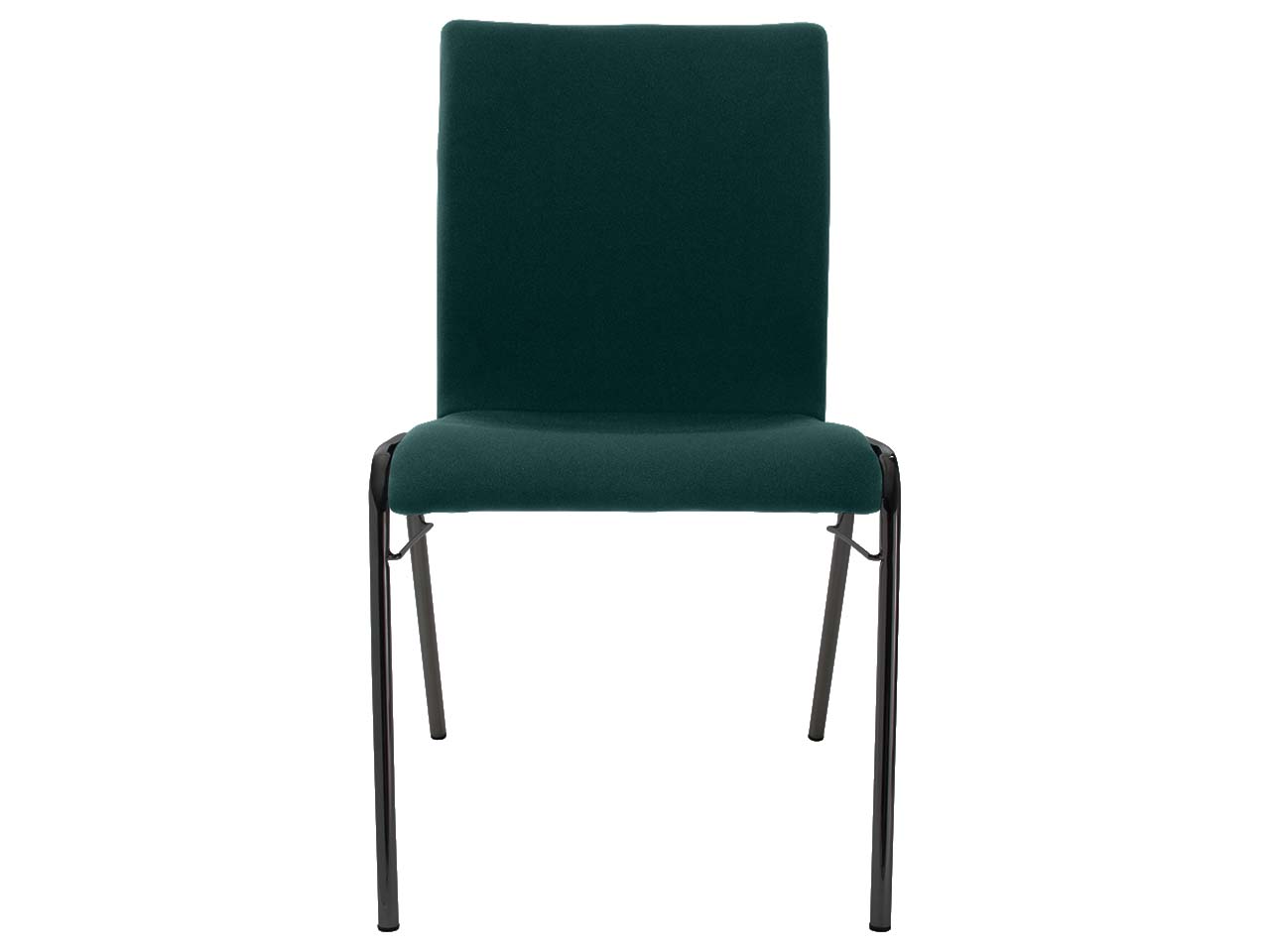 Besucherstuhl 'A45' Buche, Gestell schwarz, Steg, Vollpolster dunkelgrün