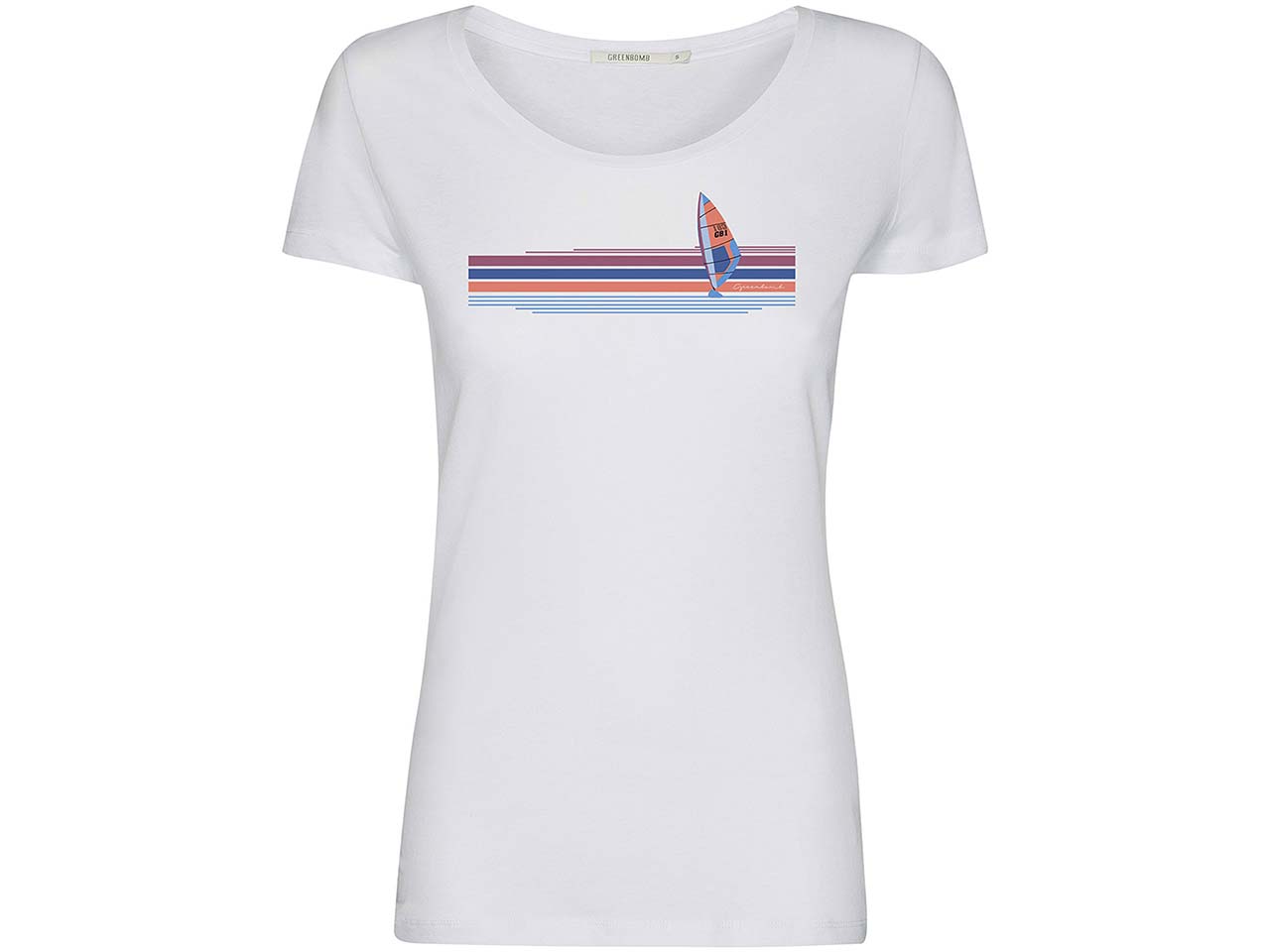 GREENBOMB Bio-Damen-T-Shirt "Windsurf" mit Roll-Up-Ärmel, white, Gr. S