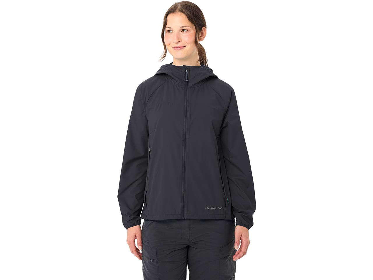 VAUDE Damen Windjacke 'Neyland II' mit weitenregulierbarer Kapuze, phantom black, Gr. 36