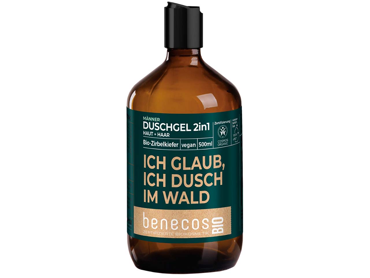 benecos Bio-Herren-Duschgel 2-in-1 mit Bio-Zirbelkiefer, 500 ml