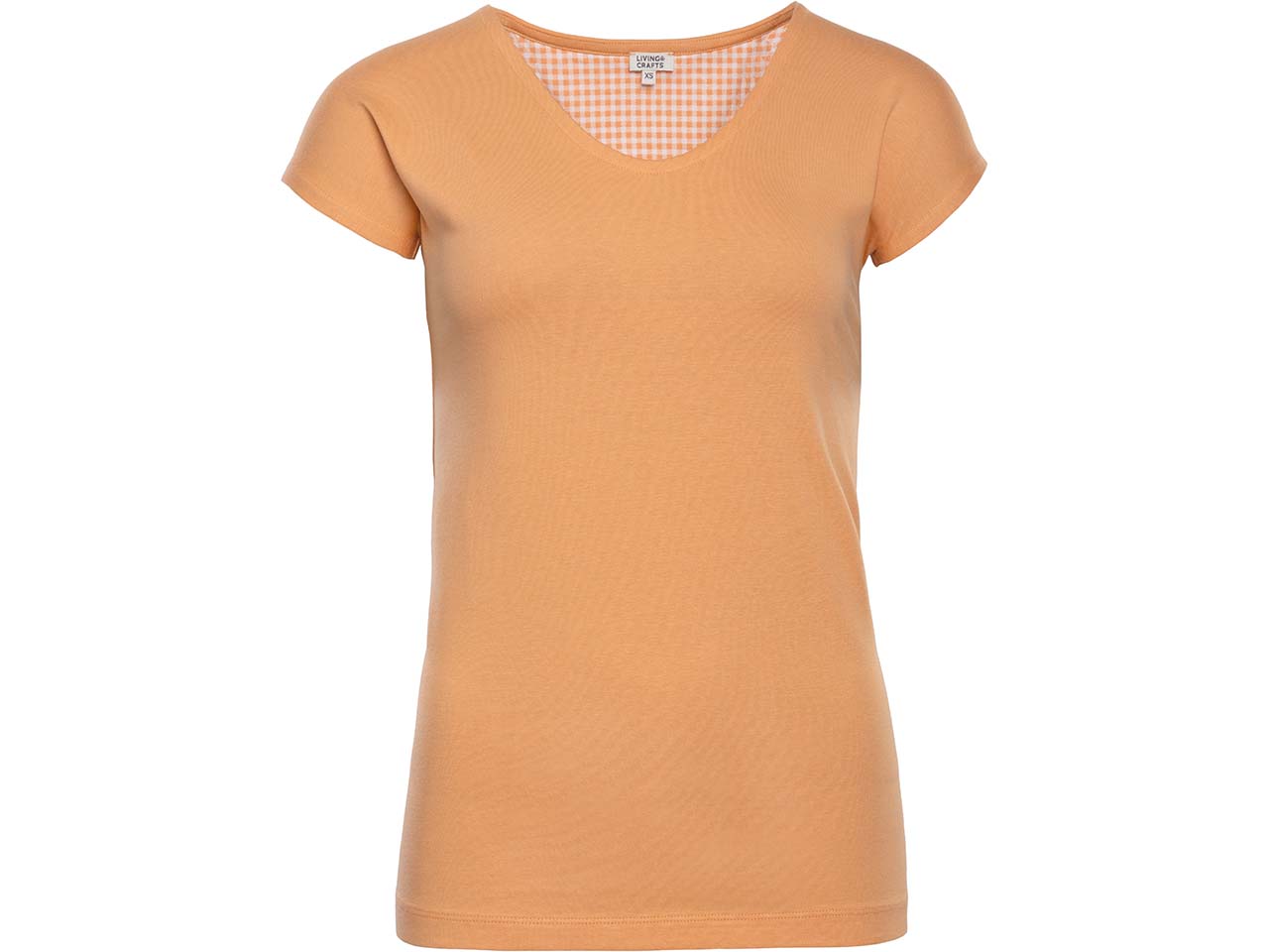 Living Crafts Bio-Damen-Schlafshirt "OKELANI" mit kurzen Ärmeln, apricot, Gr. S