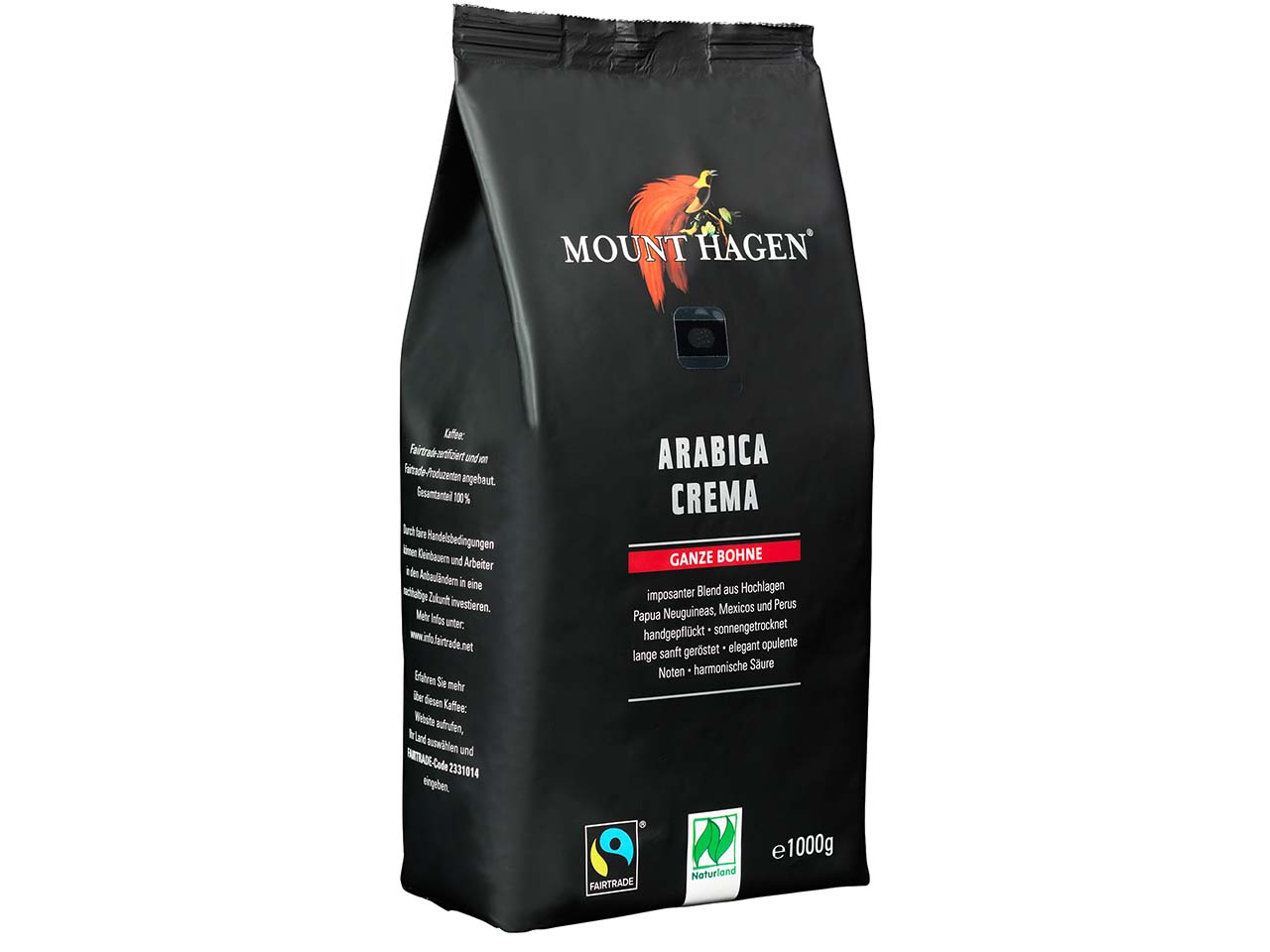 Mount Hagen Bio-Kaffee Arabica Crema, ganze Bohnen, 1000 g