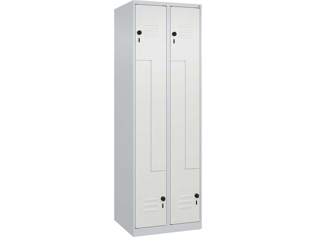 C+P Z-Spind Classic PLUS, 4 Fächer, 1850x600x500mm, Lichtgrau/Verkehrsweiß