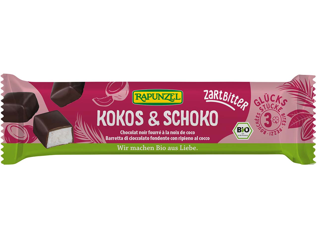 RAPUNZEL Bio-Zartbitter-Kokos-Happen, 50 g