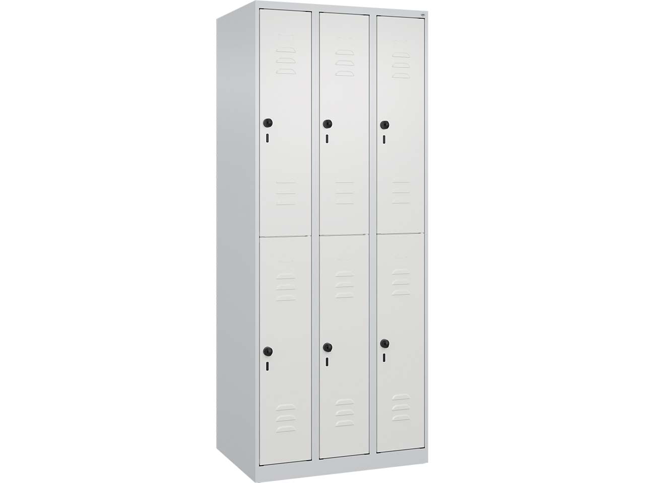 C+P Doppelstock-Spind Classic PLUS, 6 Fächer, 1850x750x500mm, Lichtgrau/Verkehrsweiß