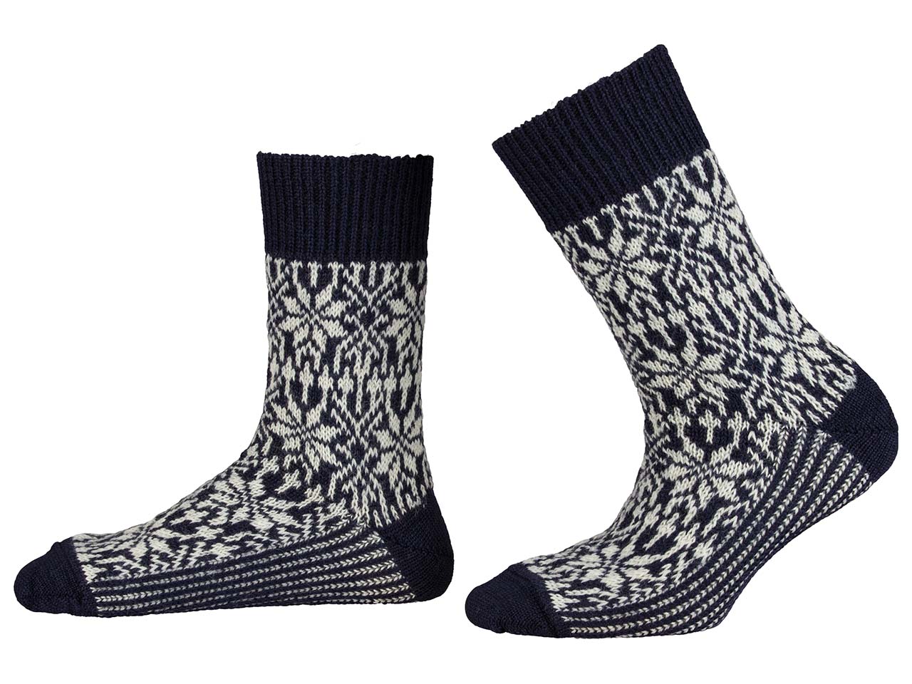 Hirsch Natur Unisex-Wollsocken "Norweger Sternenmuster" blau/natur, Gr. 36/37
