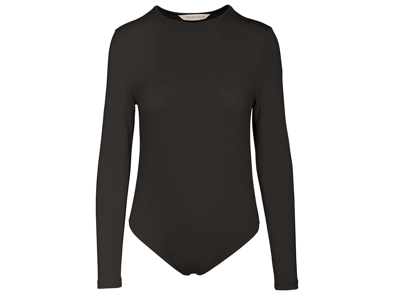 ORGANICATION Bio-Damen-Body mit Rundhalsausschnitt, langarm, black, Gr. XS