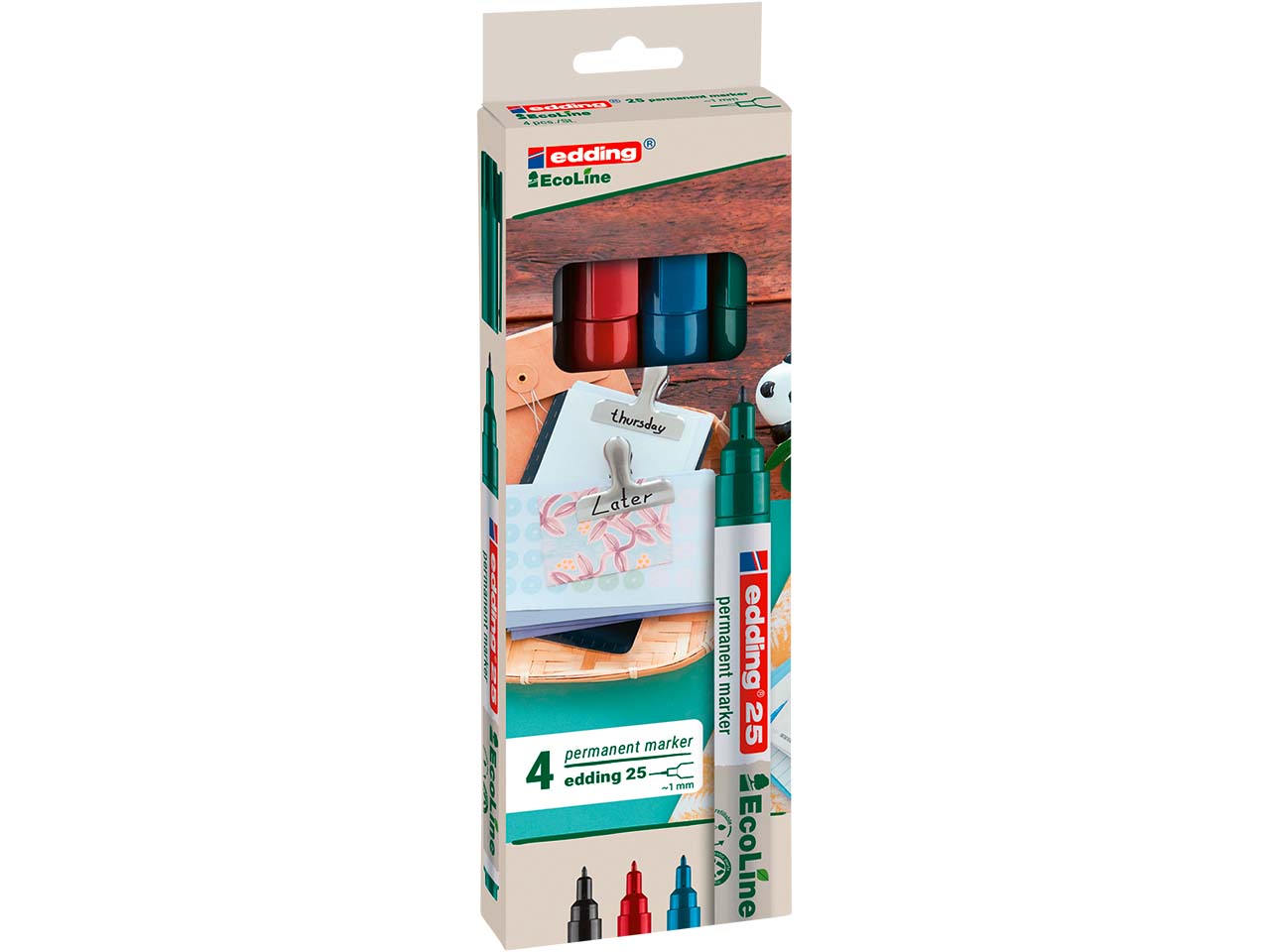 4 edding EcoLine Permanent-Marker '25' farbsortiert
