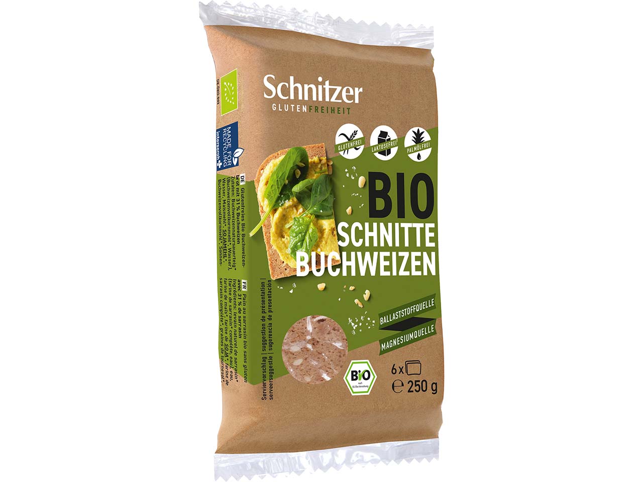 Schnitzer Bio-Buchweizenbrot "Schnitte Buchweizen", glutenfrei, 250 g