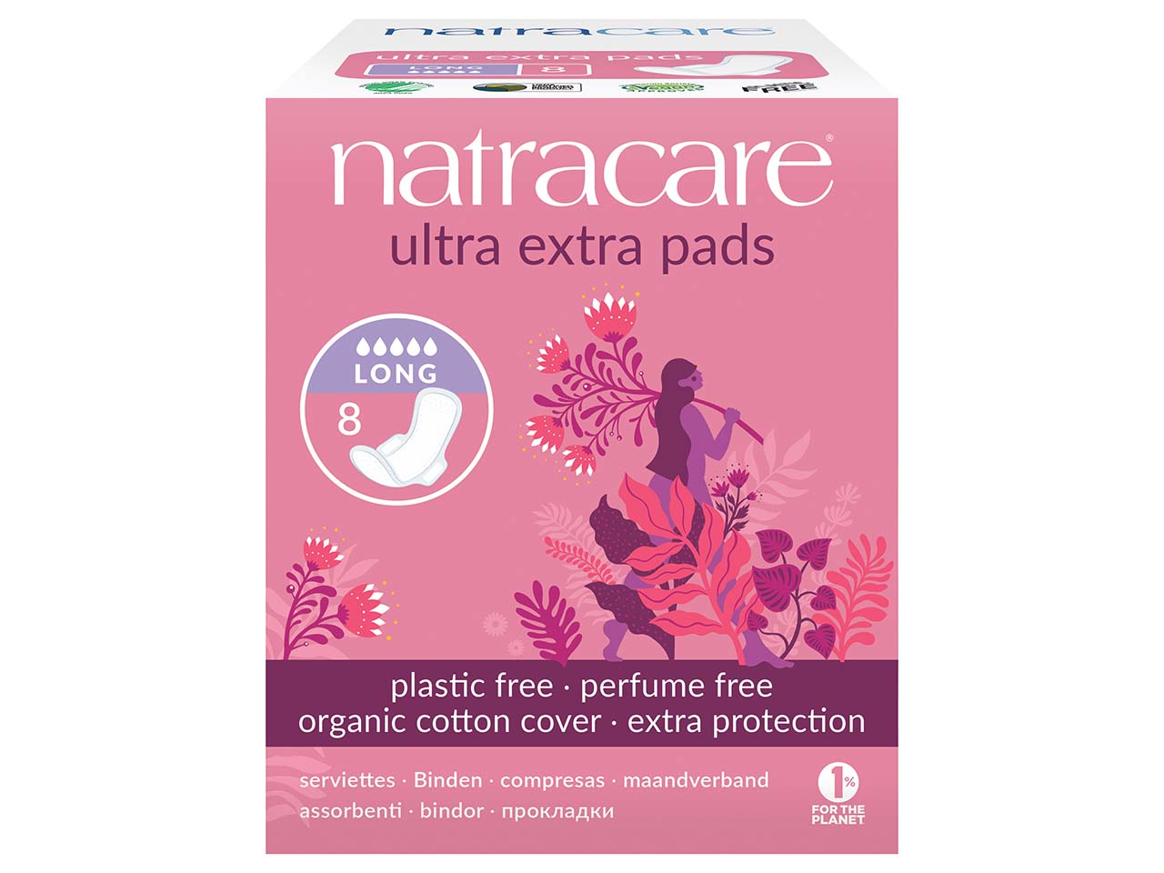 natracare Damenbinden ultra extra, lang, 8 Stück