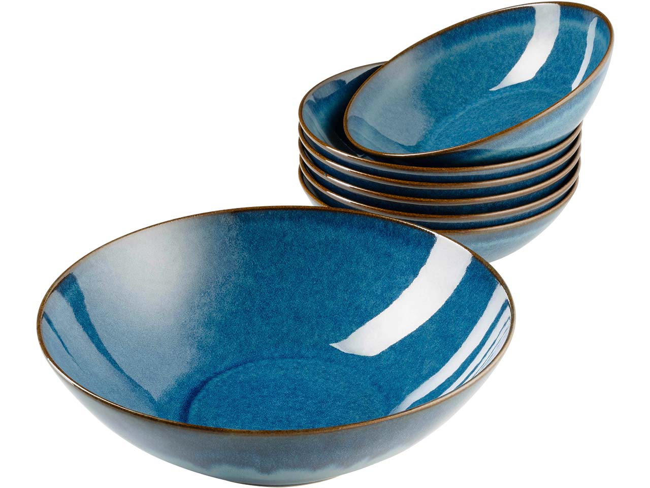 Mäser Salatschüssel-Set 7-tlg. "Ossia" Steinzeug, blau