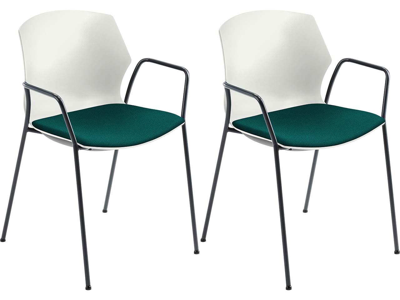 2x Besucherstuhl "2511" weiß, mit Armlehnen, hellpetrol