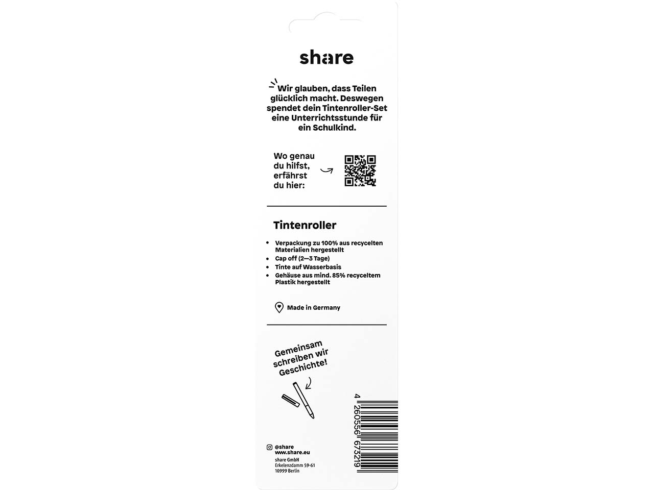 share Tintenroller 3er-Set, schwarz, rot, blau