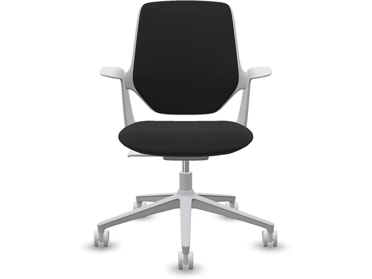 Profim Bürodrehstuhl „TRILLO PRO“ mit Armlehnen, weiß, Stoff: schwarz