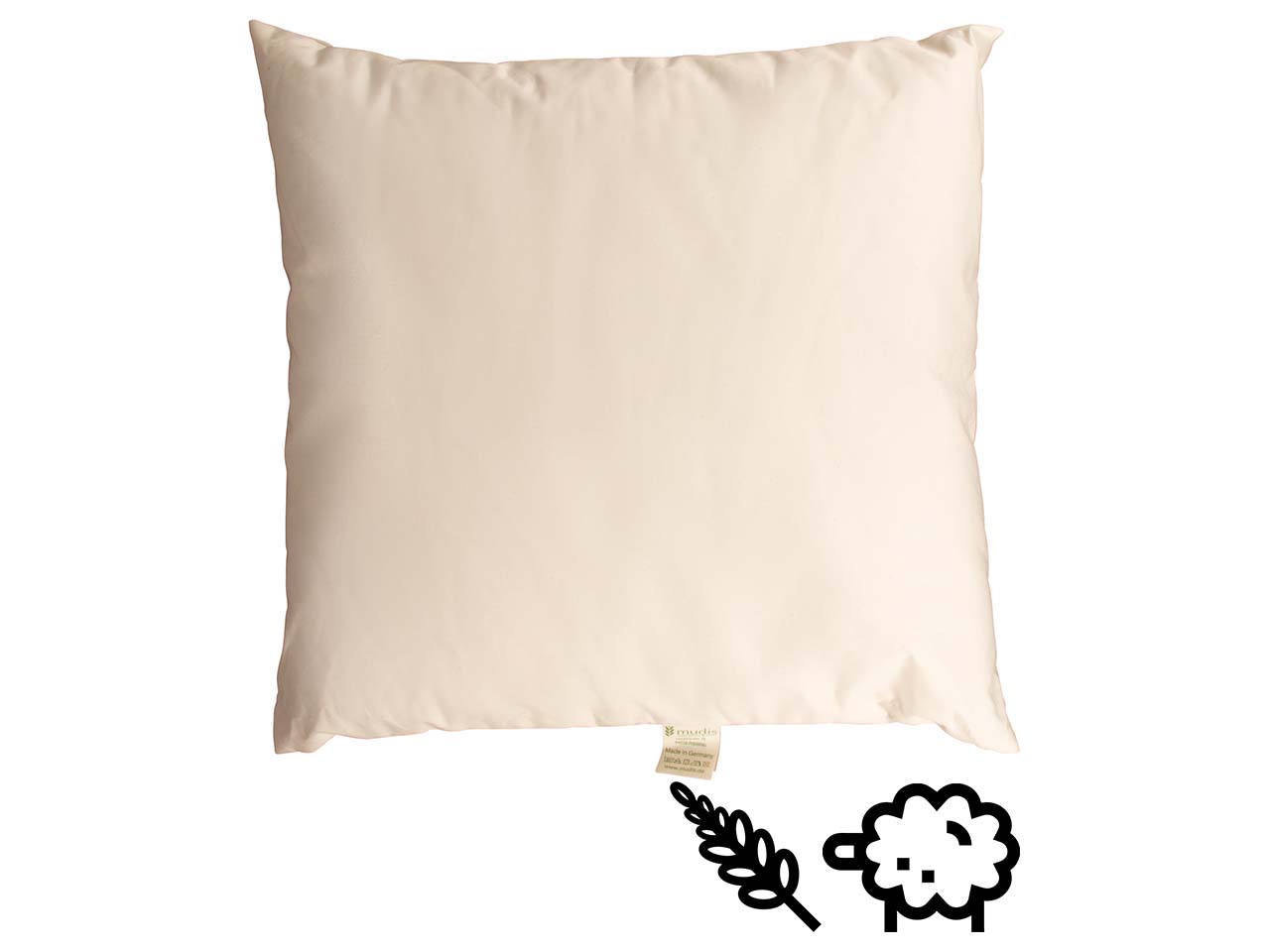 mudis Kopfkissen 40 x 40 cm Hirseschalen/Schafschurwolle