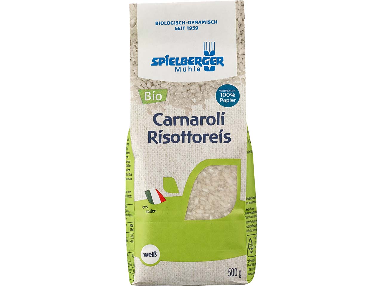 Spielberger Mühle Bio-Risottoreis Carnaroli weiß, 500 g