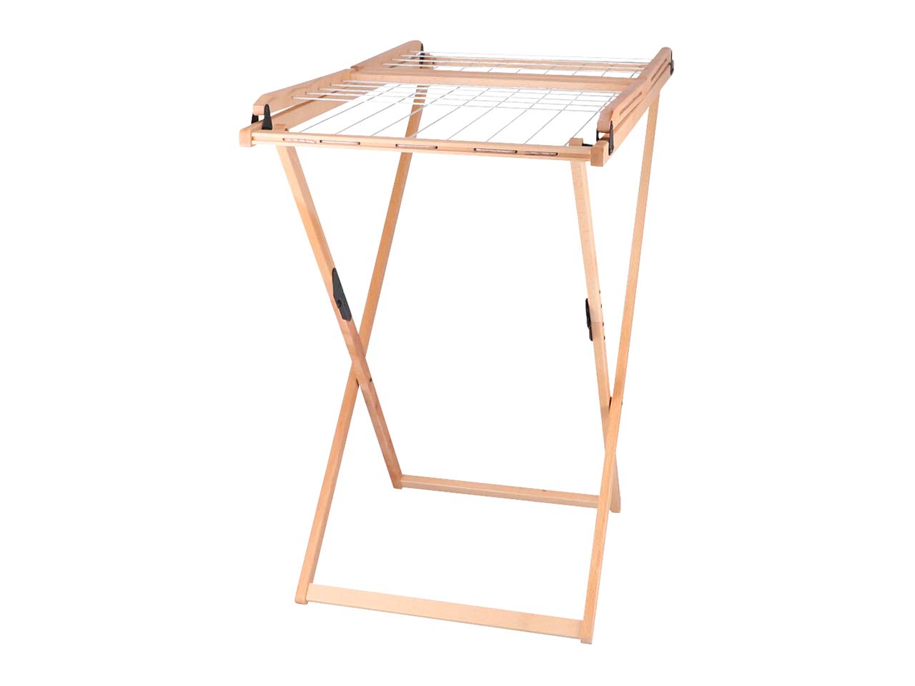 Wäscheständer "vivo" mit Flügeln, Buche lackiert, Nylonleine