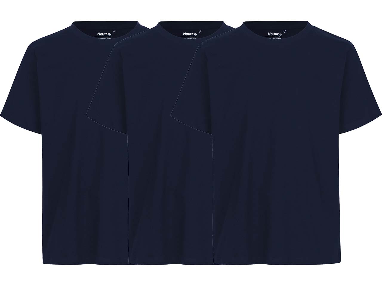 Neutral 3er-Pack Bio-Unisex-T-Shirt mit Rundhalsausschnitt, navy, Gr. M