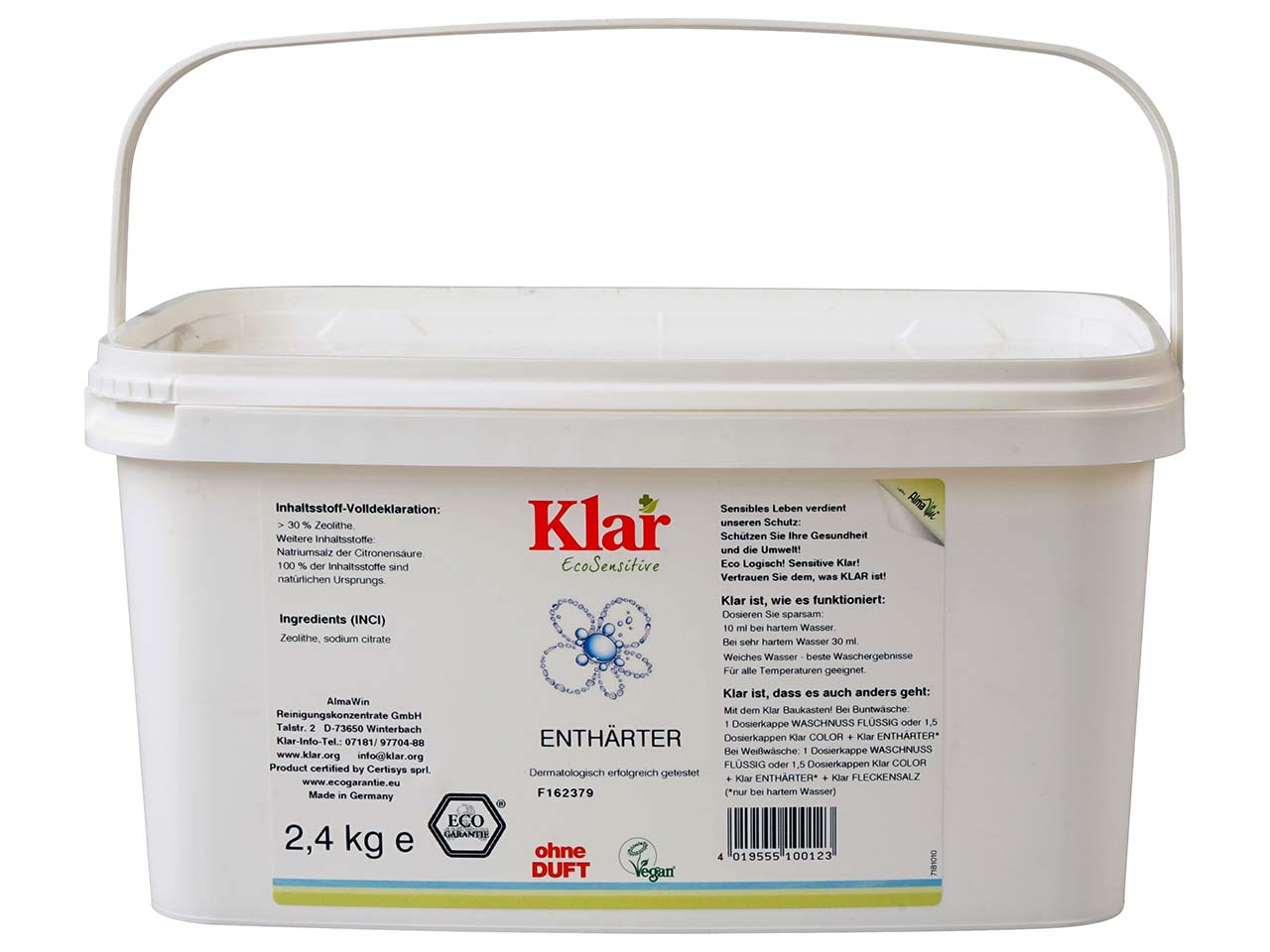 Klar Enthärter für Waschmaschine "EcoSensitive" 2,4 kg