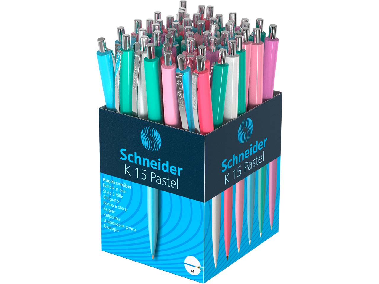 Schneider 50er-Set Kugelschreiber "K15 Pastell" sortierte Farben, Schreibfarbe blau