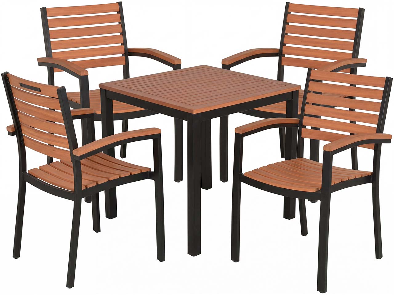 Gartenmöbel-Set "Bern" 5-tlg. 1 Tisch 80 x 80 cm, 4 Sessel