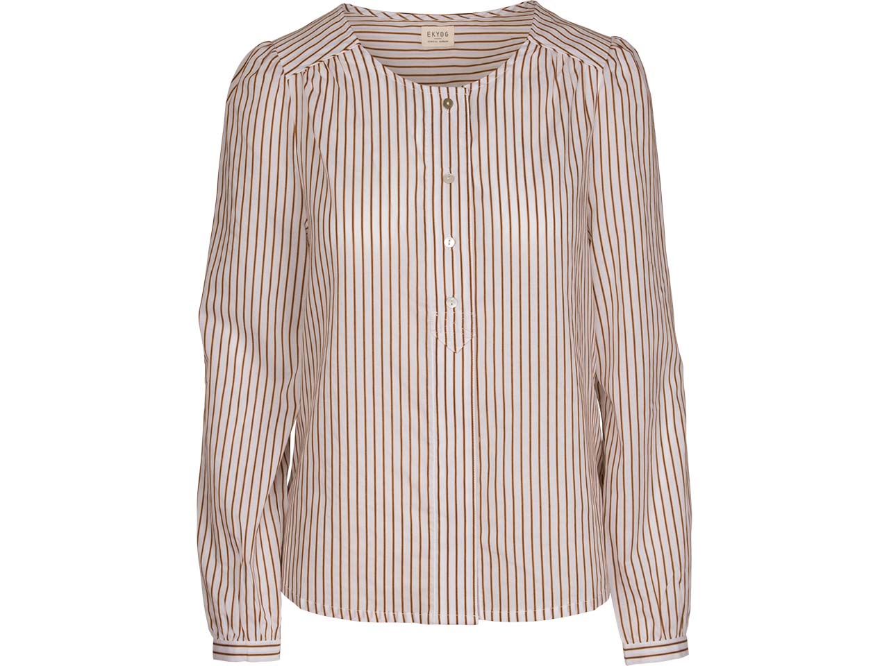 EKYOG Damen-Bluse "REMI" mit Rundhalsausschnitt, ocre striped, Gr. 36