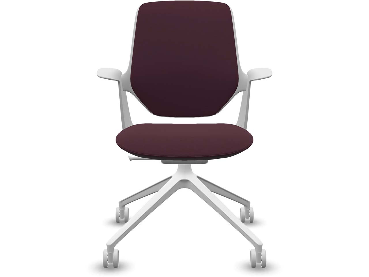 Profim Besucherstuhl "TRILLO PRO" mit Sternfußgestell auf Rollen, weiß, Stoff: bordeaux