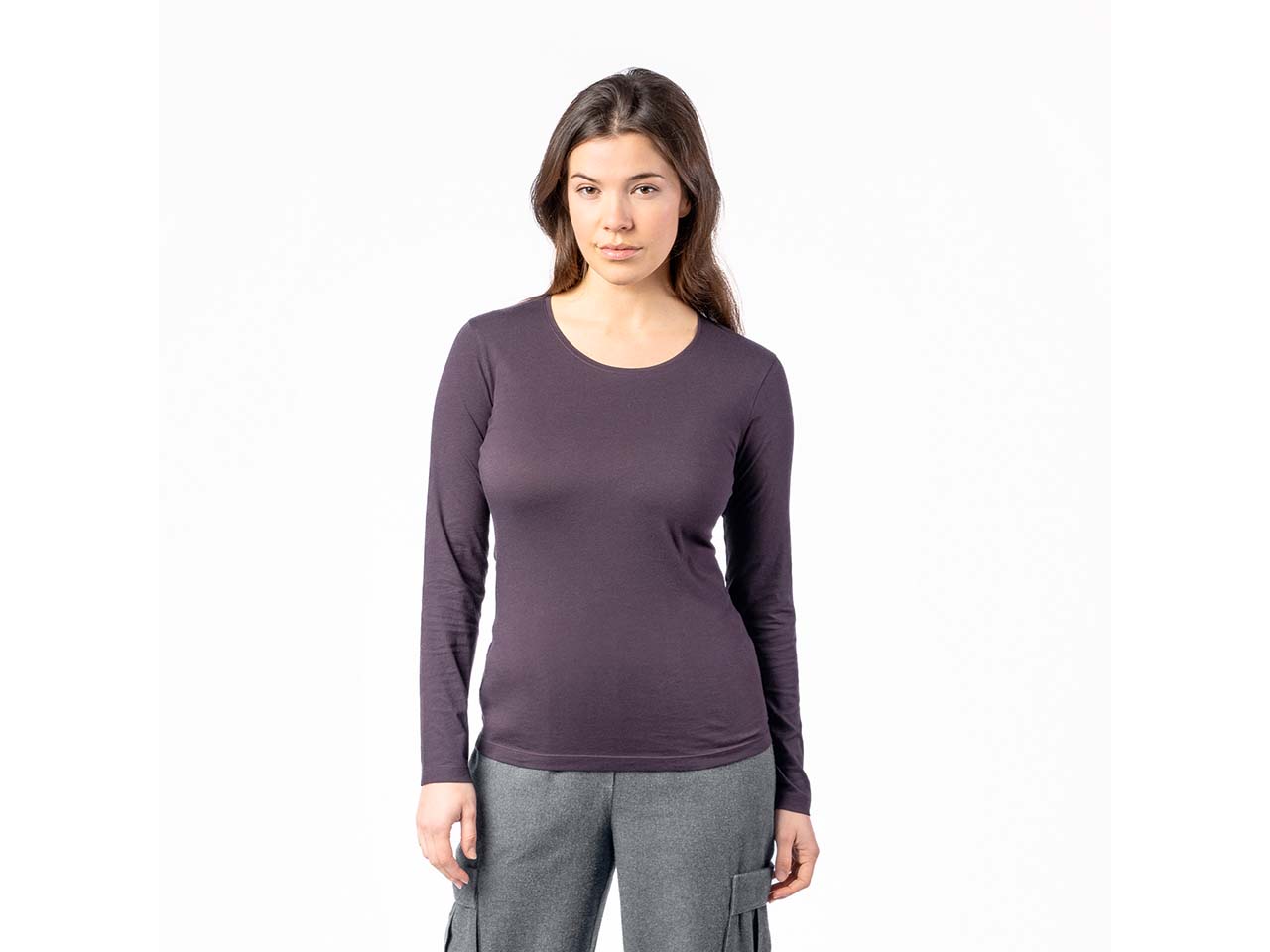 Living Crafts Bio-Damen-Langarmshirt 'SUSANNA' mit Rundhalsausschnitt, zinfandel, Gr. S