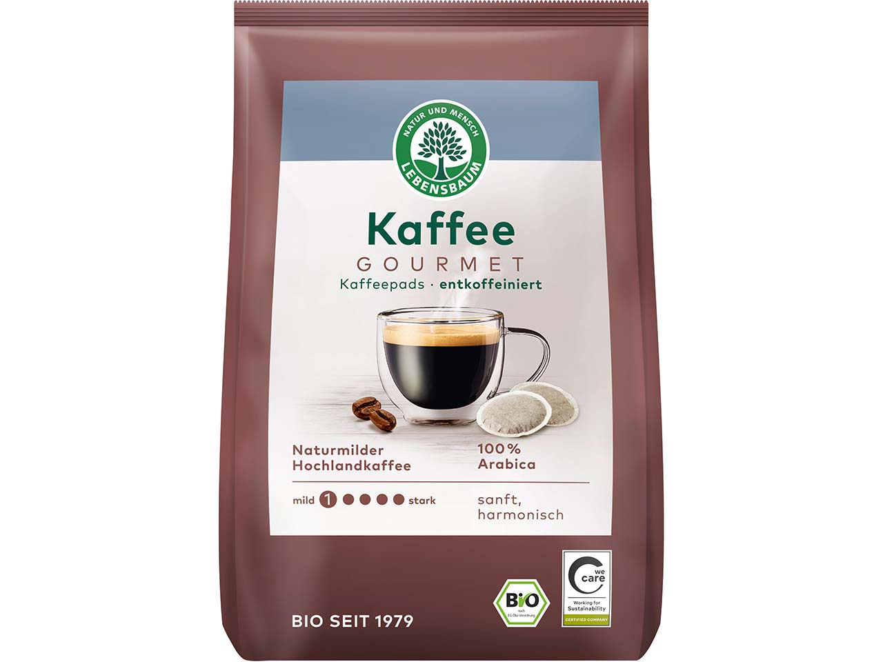 LEBENSBAUM Bio-Kaffee-Pads "Gourmet" entkoffeiniert, 18 Stk.