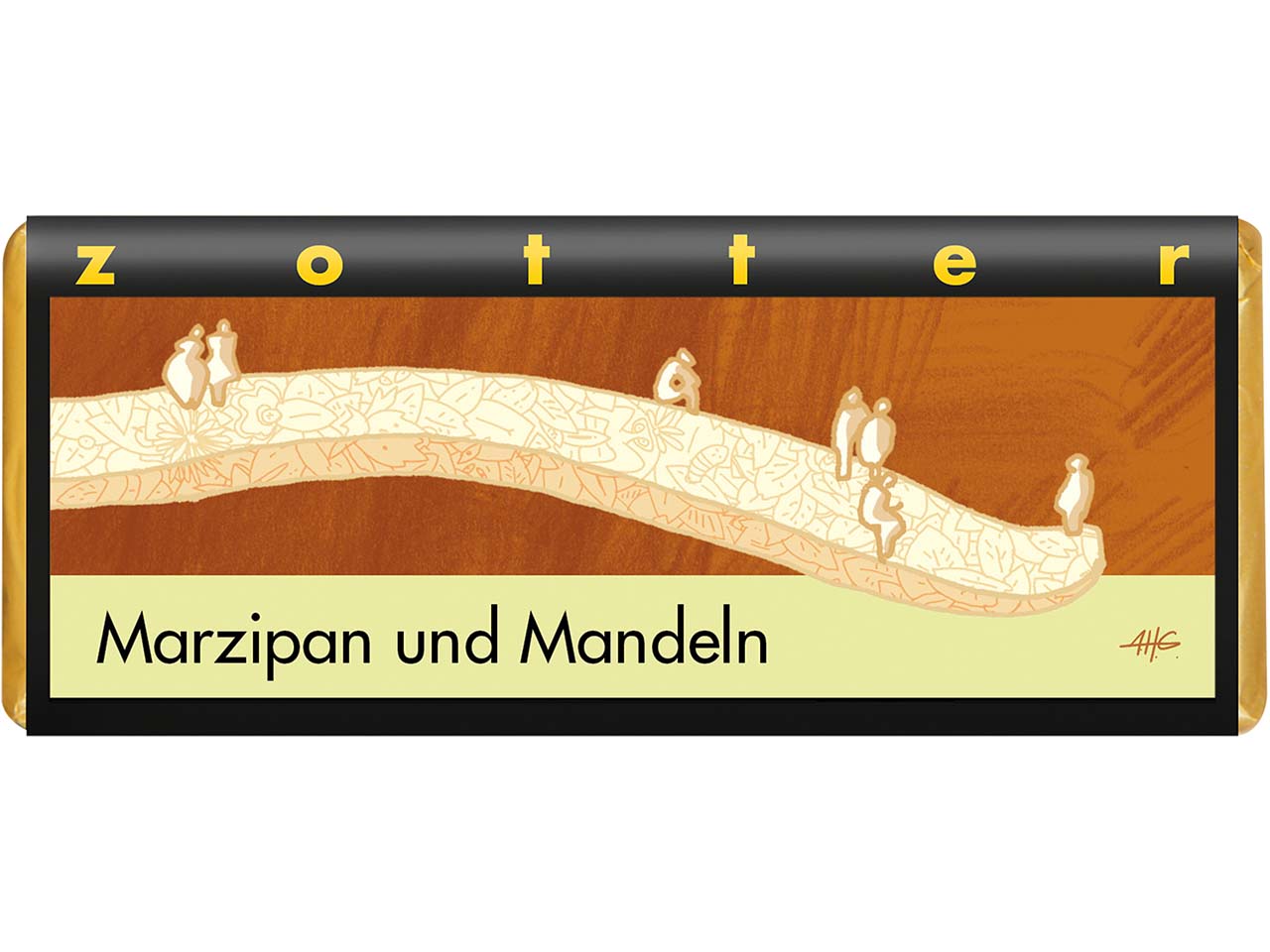 Zotter Bio-Vollmilch-Schokolade "Marzipan und Mandeln", 70 g