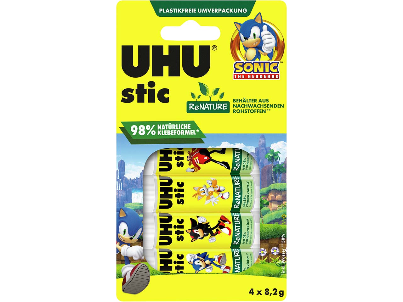 UHU Klebestift "stic ReNature" SONIC, 4 x 8,2 g