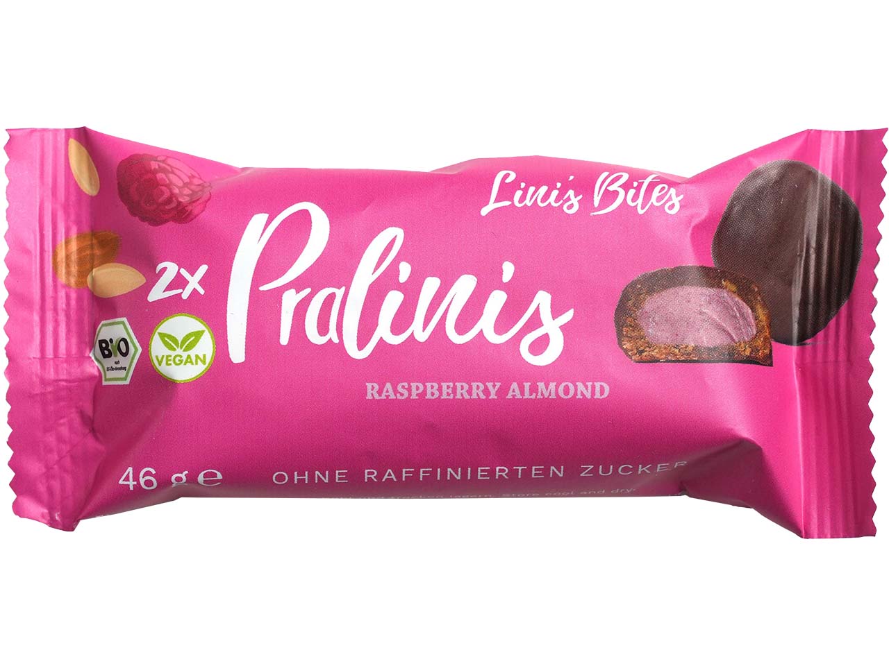 Lini's Bites Bio-Dattelkugel "Pralinis", Raspberry Almond Caramel, vegan, 46 g