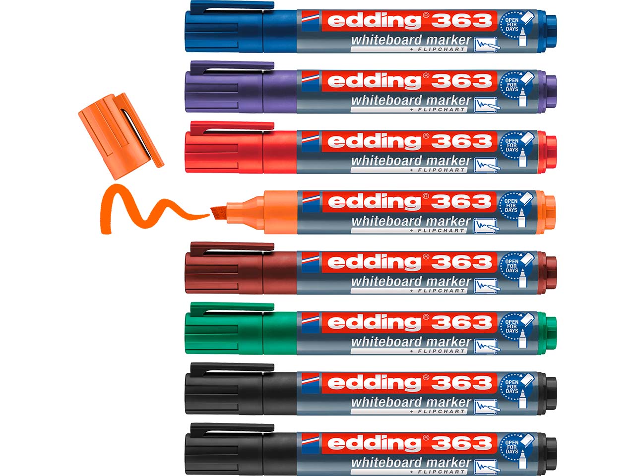 edding 8er Set Whiteboardmarker "363" farbig sortiert