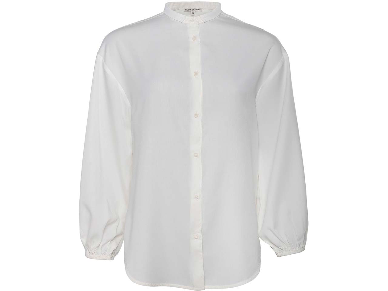 Living Crafts Bio-Damen-Hemdbluse "SIMONARA" mit Mandarinkragen, cloud dancer, Gr. 40