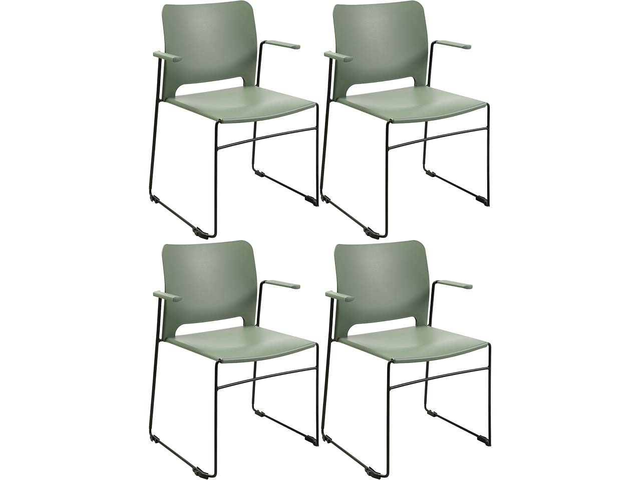 Topstar 4 Besucherstühle "VISIT LINE" mit Armlehnen, oliv