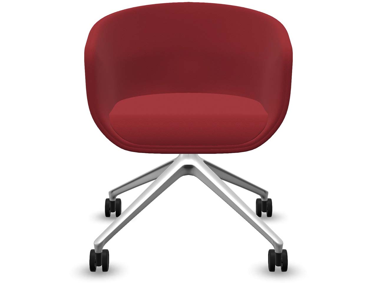 Profim Besucherstuhl "NU" mit Sternfußgestell auf Rollen, silber, Stoff: rot